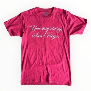 Anchorman Mens Medium Ron Burgundy Stay Classy San Diego Funny Red Shirt